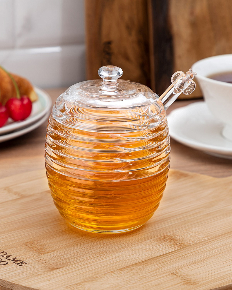 Стеклянная банка для меда Lorenzo с ложечкой 240мл