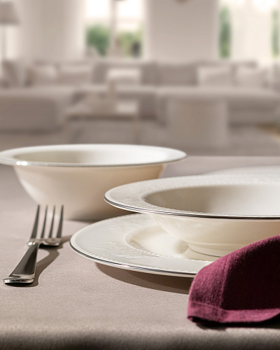 Столовый сервиз Relief из 24 шт. - белый / серебристый