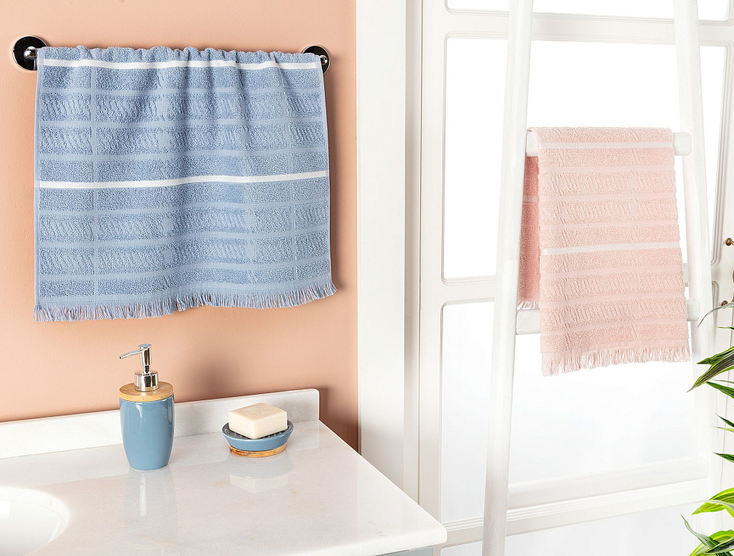 Набор полотенец для лица Louis из 2 шт., 50x70см - синий/пудровый