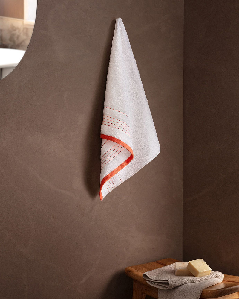 Полотенце для лица Mere 50х70 см - белое /коралловое