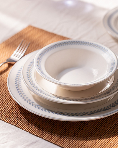 Набор посуды Elegant из 24 предметов - белый / голубой