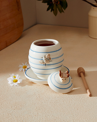 Банка для меда Flore с ложкой 12,5x12,5x14,8 см, керамика