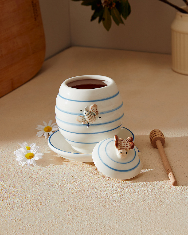 Банка для меда Flore с ложкой 12,5x12,5x14,8 см, керамика