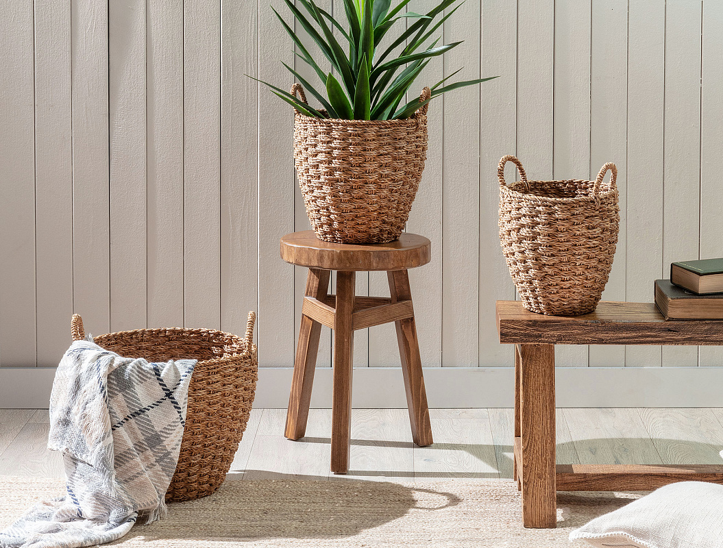 Цветочный горшок ручками 38x32 см, пластик