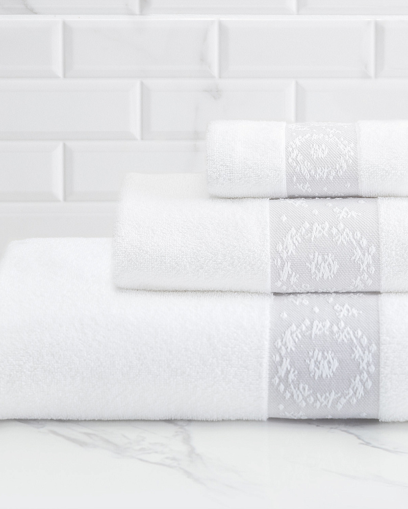 Полотенце для лица Clarita 50x70 см - белое / серое