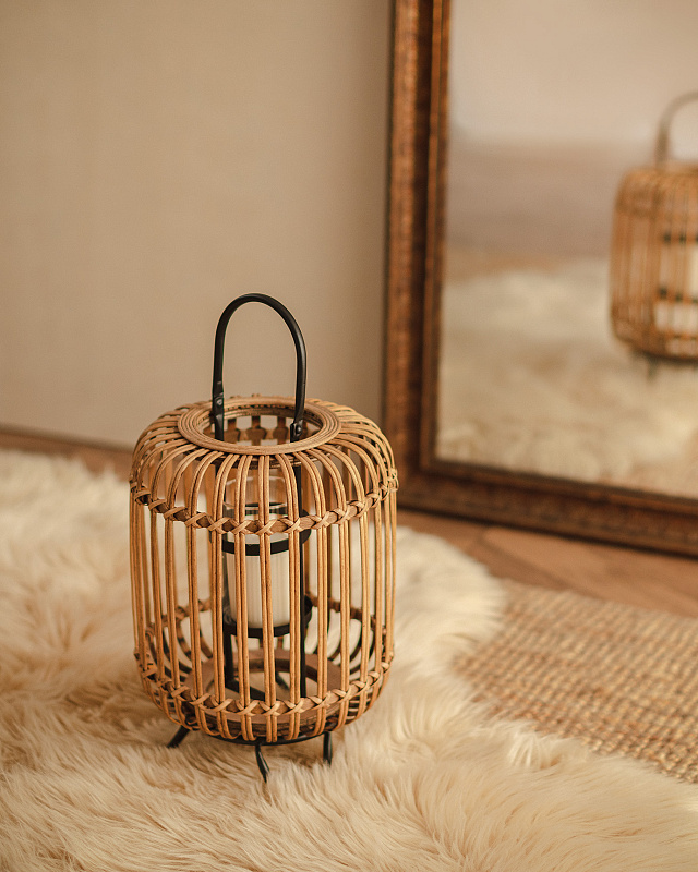 Подсвечник Jules Lantern 24x24x46 см. - бежевый