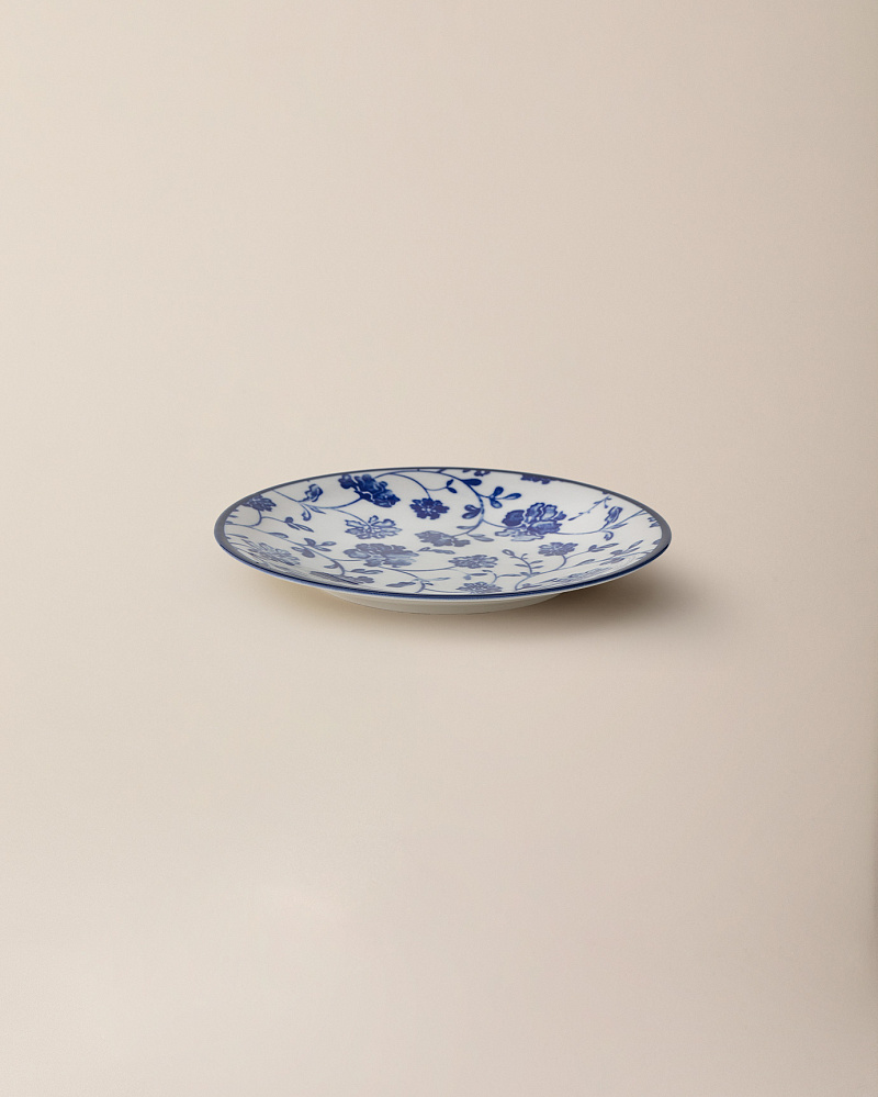 Тарелка для торта Rêve Bleu Fleur 19 см. - белая / синяя