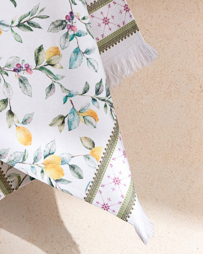 Кухонное полотенце Debora с принтом 40x60 см. - белое / зеленое