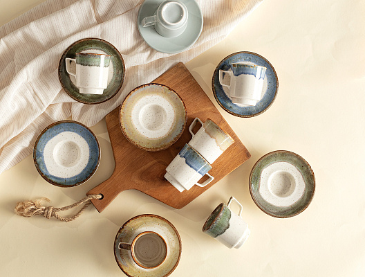 Набор чашек и блюдец Mathilda из 4 шт., 90 мл. - коричневый