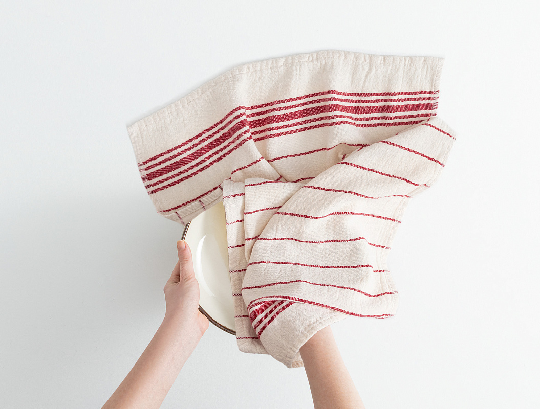 Полотенце кухонное Linda 40x60см - экрю/красный