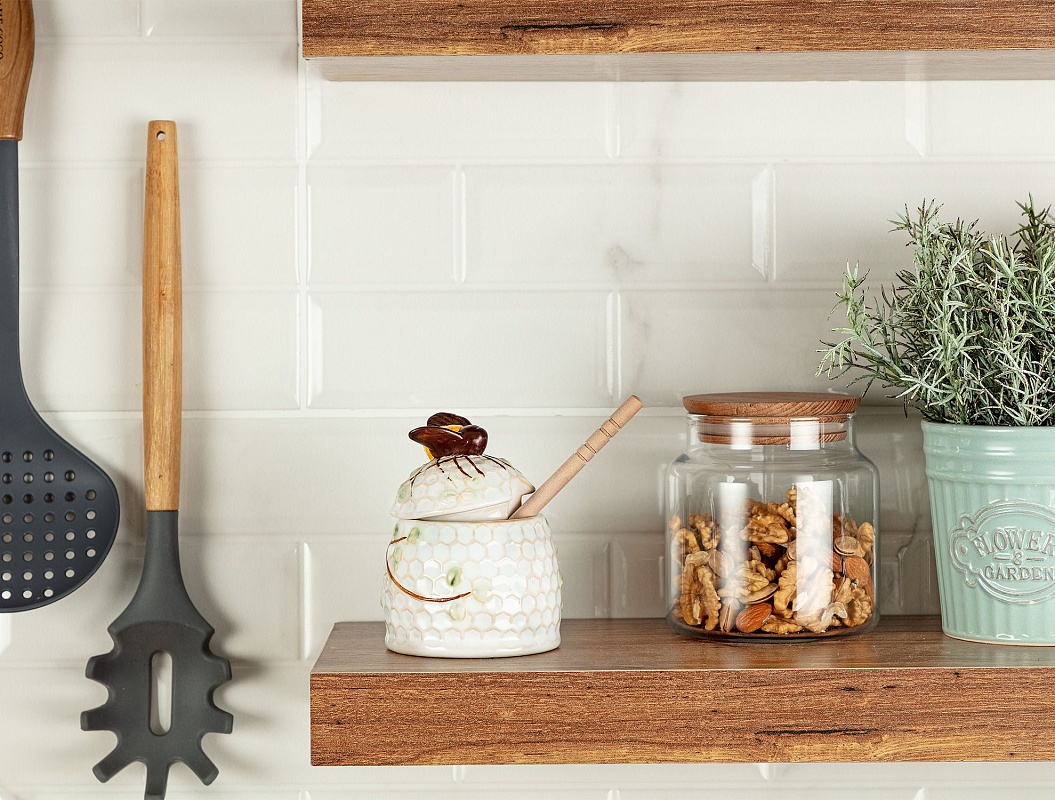 Керамическая банка для меда Bel 8x10см - бежевый