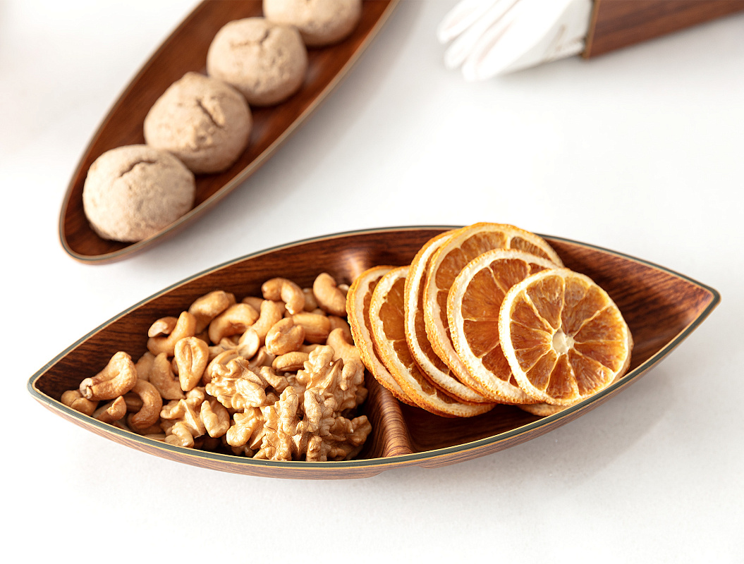 Сервировочная тарелка Angers 2-секционная 10,5x27x3,5 см. - коричневая