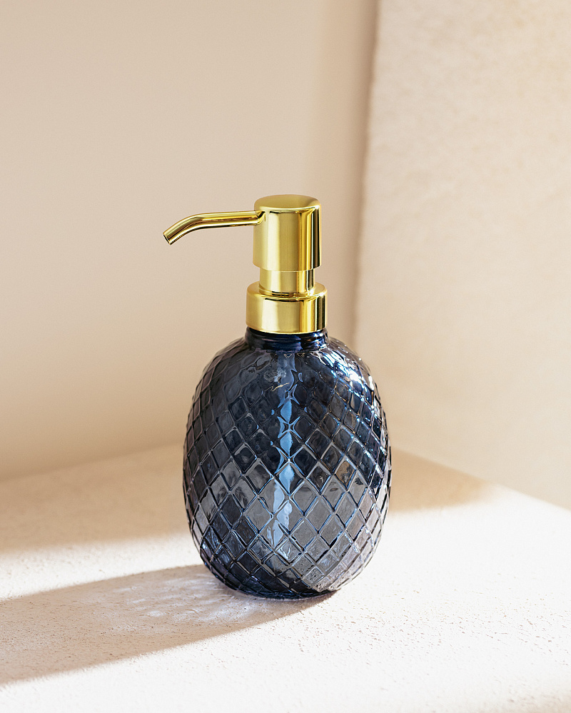 Стеклянный дозатор жидкого мыла Tracy - темно-синий