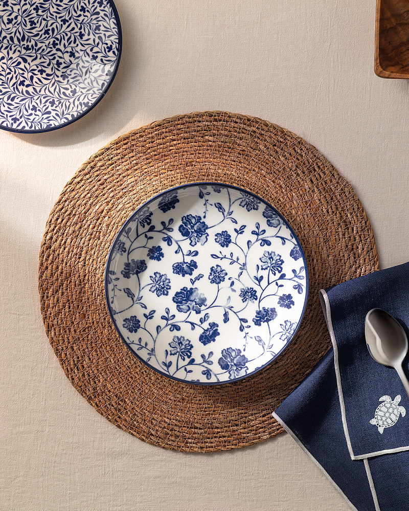 Тарелка Revé Bleu Fleur 21 см. - белая / синяя