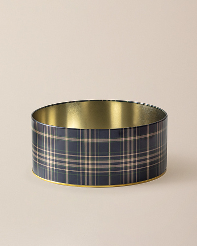 Круглая металлическая коробка Billie 24x24x10 см. - синяя