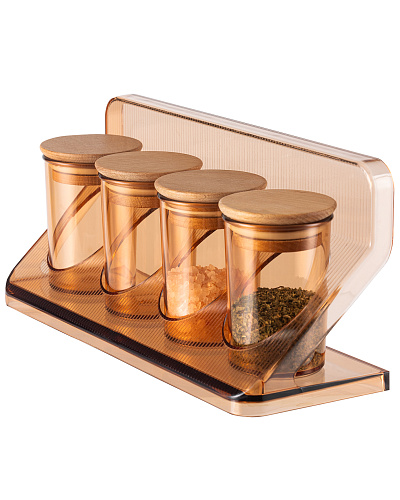 Баночка для специй Liana 210 мл. - дерево, пластик