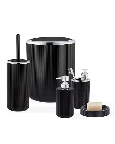 Набор для ванной комнаты Martre Chrome Lautre, из 5 шт - черный / серый