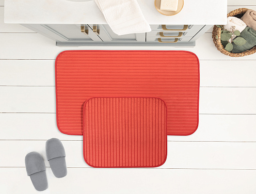 Набор ковриков для ванной Mathilda из 2 шт., 60x100+50x60 см. - алый