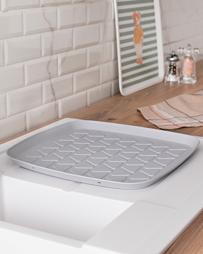 Коврик для сушки посуды Emmy 35,8x35x2,5 см. - светло-серый