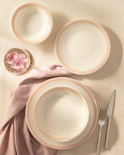 Столовый сервиз Moulin из 24 шт. - белый / персиковый