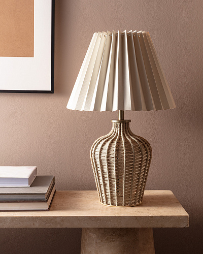 Настольная лампа с абажуром плиссе Polly 32x32x50 см, - бежевая