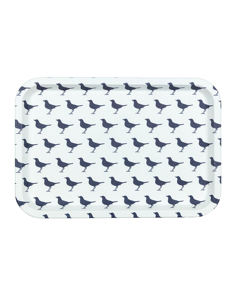 Прямоугольный поднос Rêve Bleu Oiseau 31x21x2 см. - белый / синий