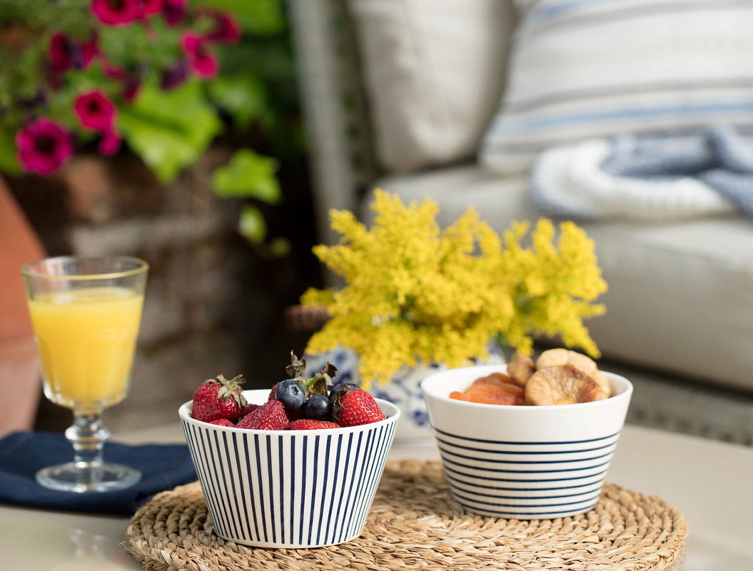 Набор мисок Maena Soie из 2 шт., 10 см. - белый / синий