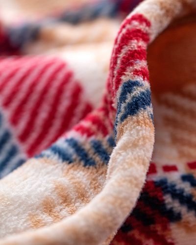 Плед Antonin Welsoft с принтом 200x220 см. - красный / бежевый