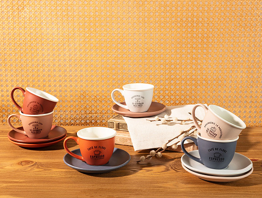 Набор чашек и блюдец Grand из 12 шт., 90 мл - белый.