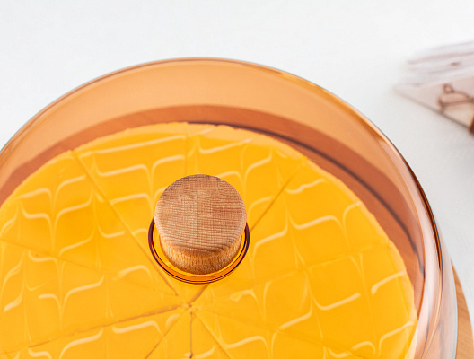 Тортовница с крышкой Josette 29x29x14 см. - янтарная