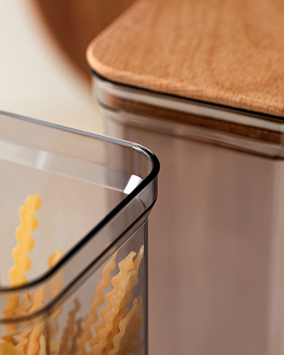 Контейнер Kaviera, с деревянной крышкой, 2100 мл, из 2 шт - серый