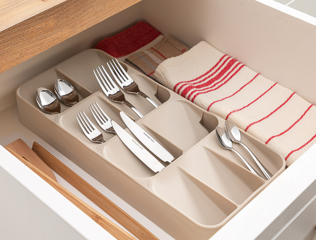 Органайзер для кухонного ящика Grand 16,5x38,5x5,2 см. - светло-бежевый