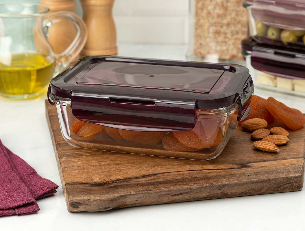 Стеклянный контейнер для хранения Corette 550 мл - сливовый