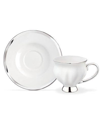 Набор чашек и блюдец Yolande Pecher из 4 шт., 90 мл - серебряный.