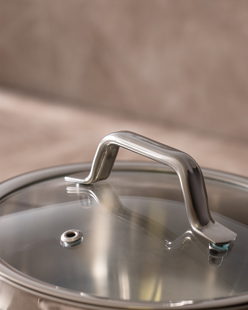 Кастрюля Vera с крышкой глубокая 16 см, нержавеющая сталь