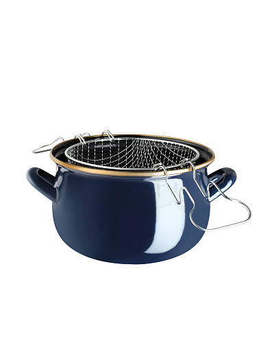 Эмалированная металлическая кастрюля Bonneville с крышкой 3,5 л. - темно-синий
