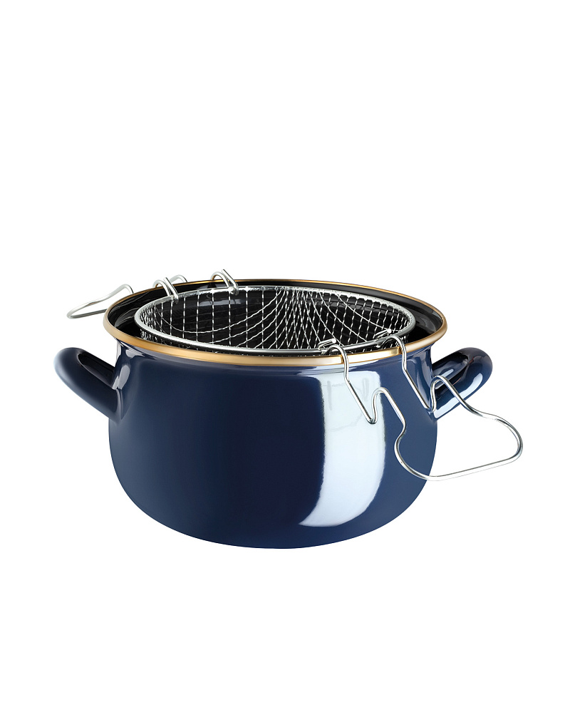 Эмалированная металлическая кастрюля Bonneville с крышкой 3,5 л. - темно-синий