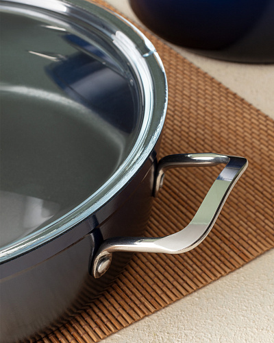 Комплект алюминиевой посуды Titanium 18см, 22см, 26см, 26см - темно синий. 7 предметов.