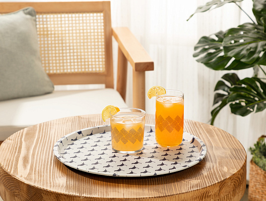 Круглый поднос Rêve Bleu Oiseau 36,5x36,5x2 см. - белый / синий