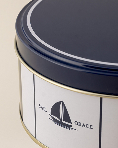 Круглая коробка Joly 19x6 см. - белая / синяя