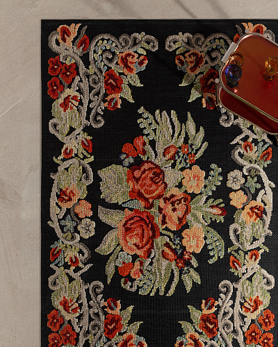 Ковер Lubien с цветами 200x300 см. - черный