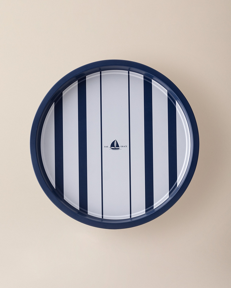 Круглый поднос Joly 35x35x2 см. - синий / белый