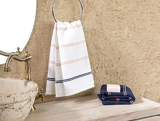 Набор полотенец для лица Iven из 2 шт., 50x70см - темно-синий/белый