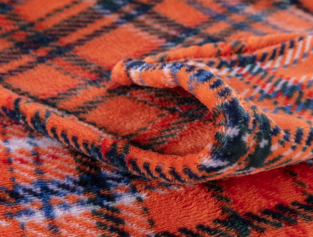 Покрывало полутораспальное Welsoft Chéri с принтом 200x220 см. - оранжевое