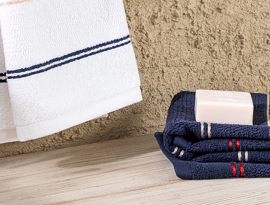 Набор полотенец для лица Iven из 2 шт., 50x70см - темно-синий/белый