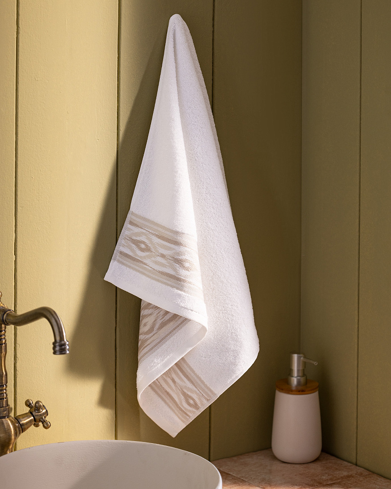 Полотенце для лица Daine 50x70 см. - белое / бежевое