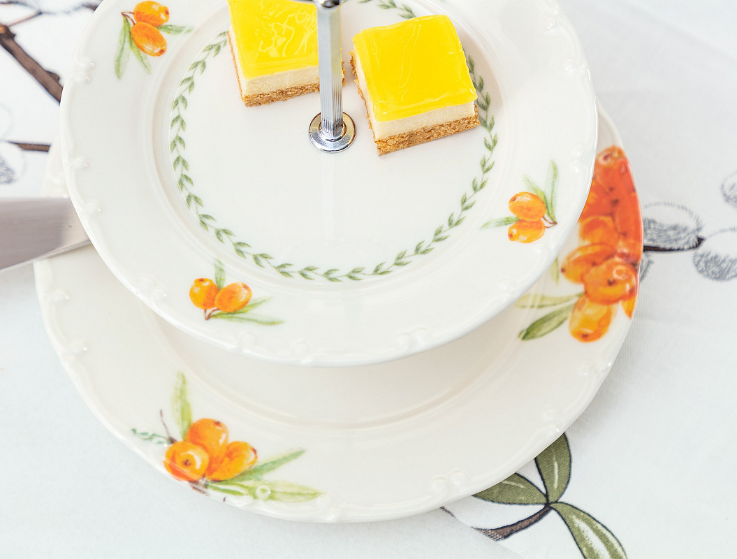 2-х ярусная тарелка Silverberry Patterned 19-25 см. - белая