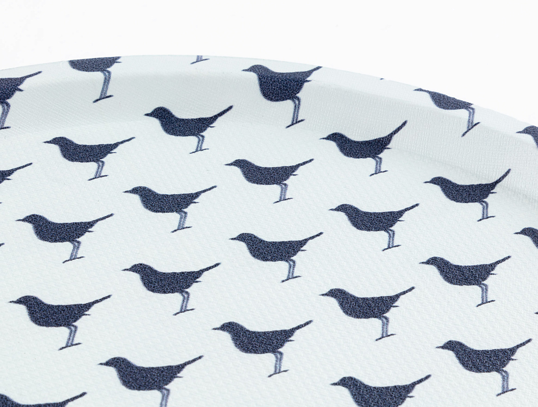 Круглый поднос Rêve Bleu Oiseau 36,5x36,5x2 см. - белый / синий