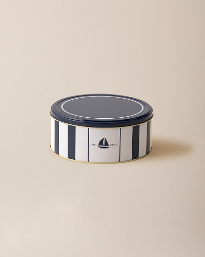 Круглая коробка Joly 19x6 см. - белая / синяя