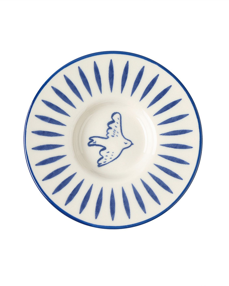 Набор фарфоровых чайных блюдец Luxe Oiseau из 6 шт., 13x13 см - синий